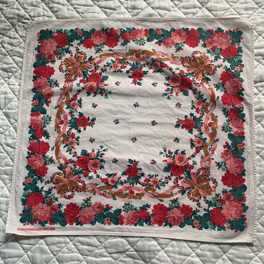 Anne Marie Floral Scarf with Red and Green